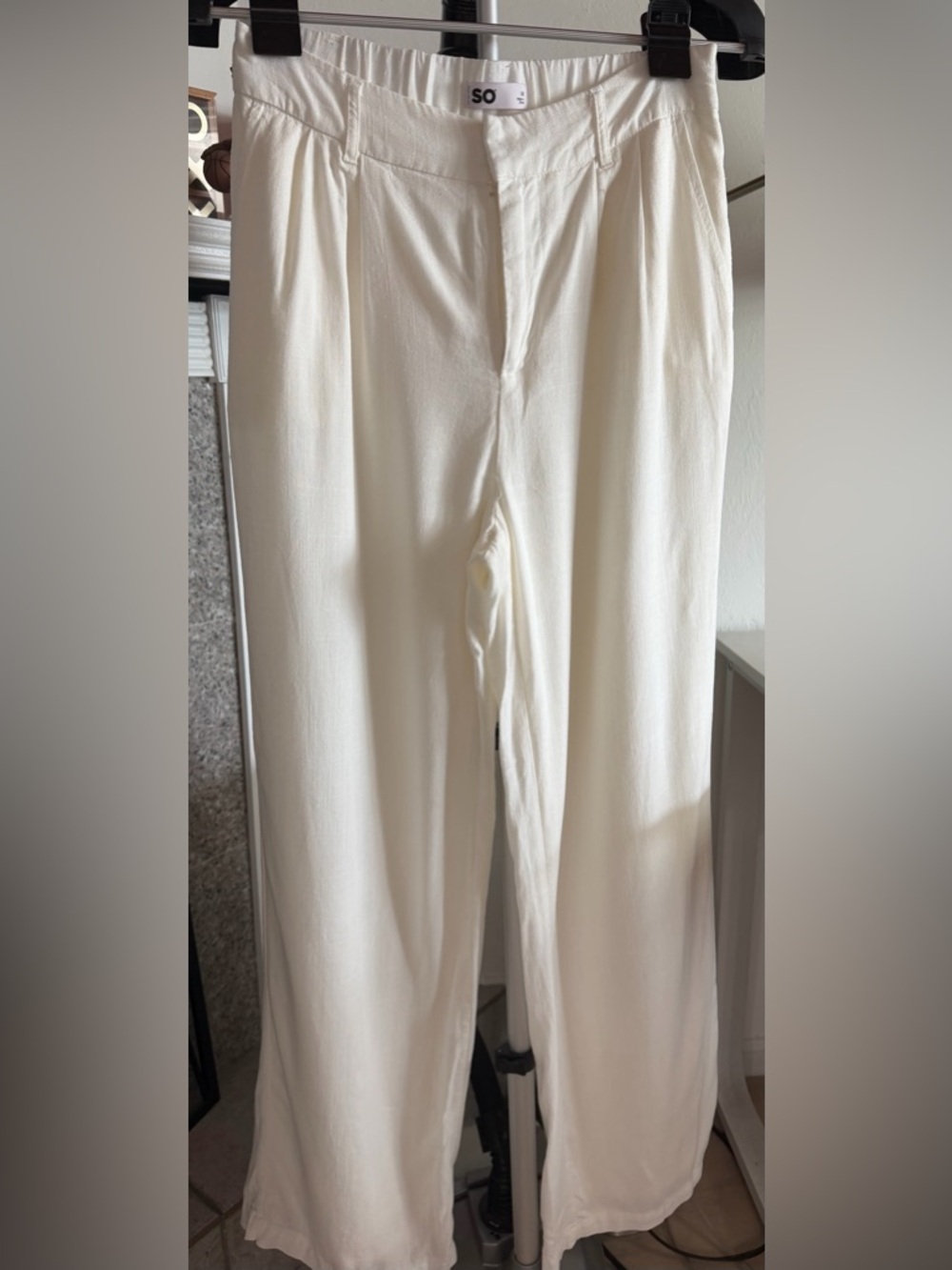 Womens Cream Straight-Leg Pants